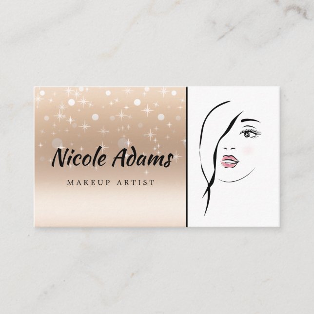 Glamorous girl's face  personalized business card (Front)