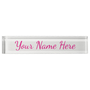 Glamorous Girly Name with Subtle Gray Chevron Plate