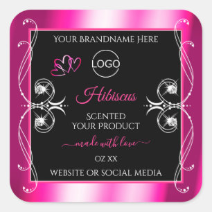 Glamorous Girly Pink Product Labels Black and Logo
