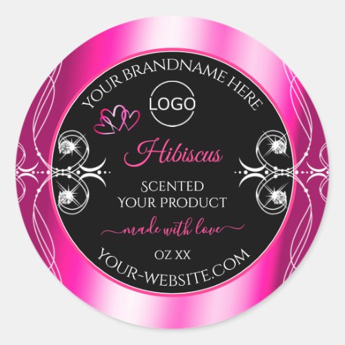 Glamorous Girly Pink Product Labels Black and Logo