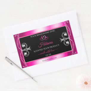 Glamorous Girly Pink Product Labels Diamonds Black