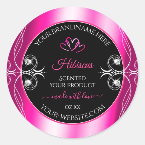 Glamorous Girly Pink Product Labels Diamonds Black