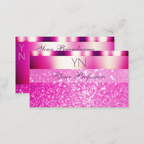 Glamorous Girly Pink Sparkling Glitter Monogram Business Card
