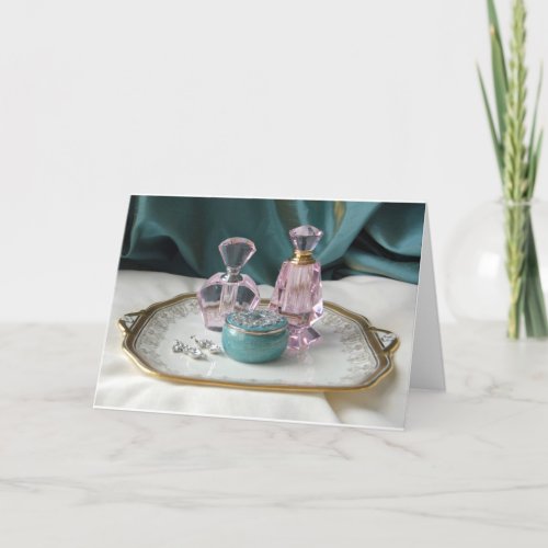 Glamorous Glass perfume Bottles Greeting Card