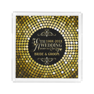 Glamorous Glitter 50th Wedding Anniversary 2 Acrylic Tray
