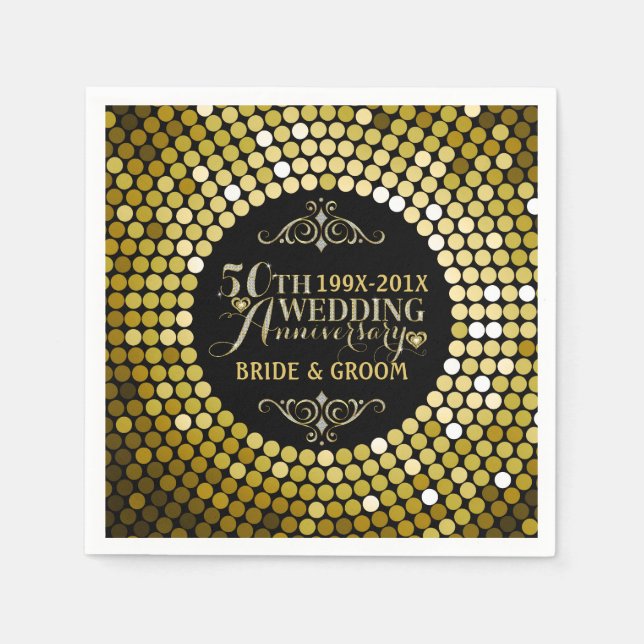 Glamorous Glitter 50th Wedding Anniversary 2 Napkins (Front)