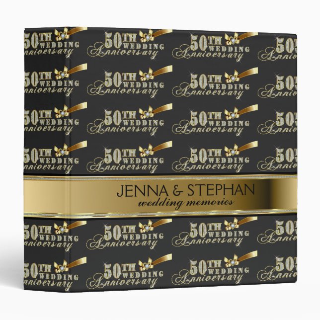 Glamorous Glitter 50th Wedding Anniversary Pattern Binder (Front/Spine)
