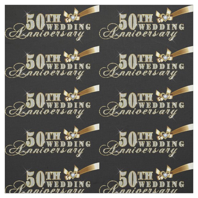 Glamorous Glitter 50th Wedding Anniversary Pattern Fabric (Swatch)