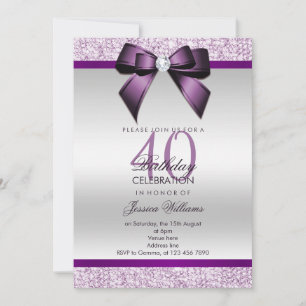 Glamorous Glitter & Bow Birthday Invitation