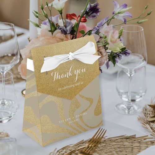 Glamorous Glitter Gold Thank You Wedding  Favor Boxes