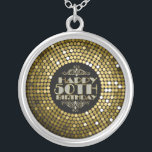 Glamorous Glitter Happy 50th Birthday Silver Plated Necklace<br><div class="desc">Glamorous faux folks and white glitter 50th birthday text circle design. If you need any help customizing any of my designs,  contact ArtOnWear designer. Free text formatting with live help available by request.</div>