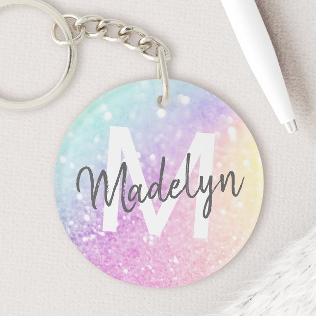 Glamorous Glitter Holograph Monogrammed Pretty Keychain (Creator Uploaded)