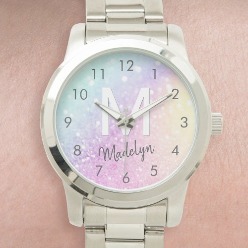 Glamorous Glitter Holograph Monogrammed Pretty Watch