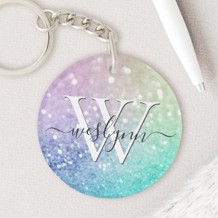 Glamorous Glitter Holograph Pretty Personalized Keychain