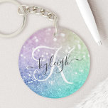 Glamorous Glitter Holograph Pretty Personalized Keychain<br><div class="desc">Easily personalize this elegant colorful bokeh glitter pattern with your custom name and/or monogram.</div>