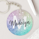 Glamorous Glitter Holograph Pretty Personalized Keychain<br><div class="desc">Easily personalize this elegant colorful bokeh glitter pattern with your custom name and/or monogram.</div>