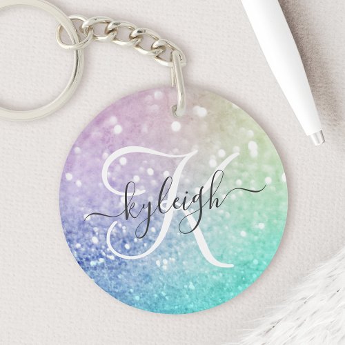 Glamorous Glitter Holograph Pretty Personalized Keychain