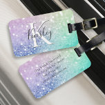 Glamorous Glitter Holograph Pretty Personalized Luggage Tag<br><div class="desc">Easily personalize this elegant colorful bokeh glitter pattern with your custom name and/or monogram.</div>