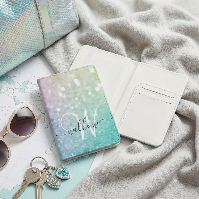 Glamorous Glitter Holograph Pretty Personalized Passport Holder (Creator Uploaded)