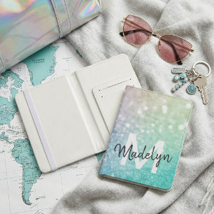 Glamorous Glitter Holograph Pretty Personalized Passport Holder