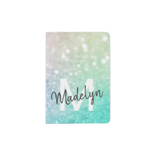 Glamorous Glitter Holograph Pretty Personalized Passport Holder