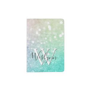 Glamorous Glitter Holograph Pretty Personalized Passport Holder