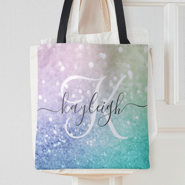 Glamorous Glitter Holograph Pretty Personalized Tote Bag (Creator Uploaded)