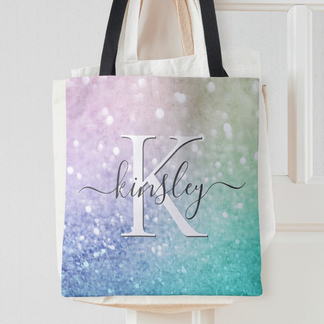 Glamorous Glitter Holograph Pretty Personalized Tote Bag (Creator Uploaded)