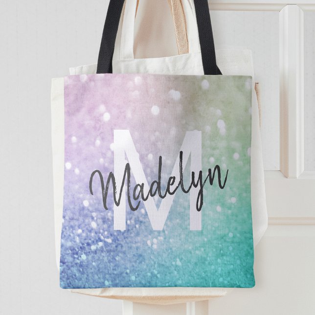 Glamorous Glitter Holograph Pretty Personalized Tote Bag (Creator Uploaded)