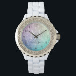 Glamorous Glitter Holograph Pretty Personalized Watch<br><div class="desc">Easily personalize this elegant colorful bokeh glitter pattern with your custom name and/or monogram.</div>