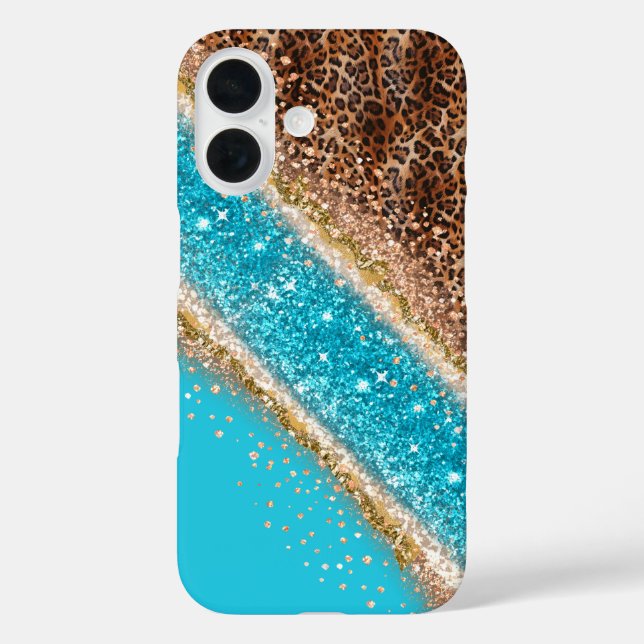 Glamorous Glitter Leopard Phone Case Design (Back)