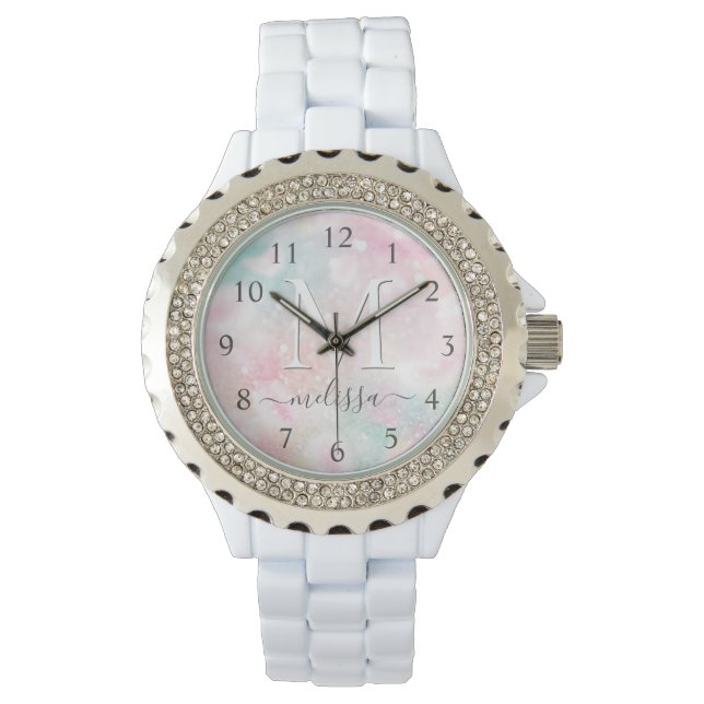 Glamorous Glitter Pink Pretty Pattern Watch (Front)