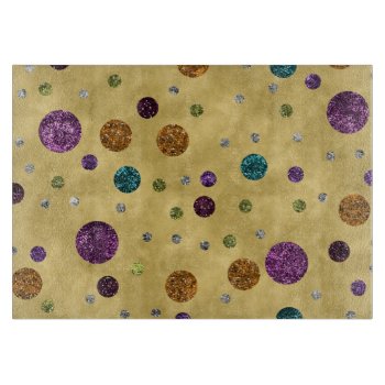 Glamorous Glitter Polka Dots Gold Cutting Board by glamgoodies at Zazzle