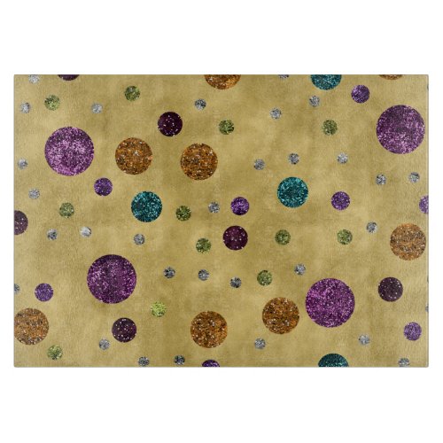 Glamorous Glitter Polka Dots Gold Cutting Board