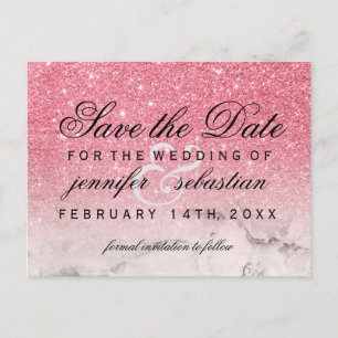 Glamorous Glitter Shimmering Pink  Wedding Postcard