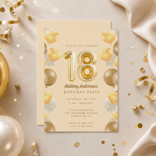 Glamorous Gold 18th Birthday Party Invitation