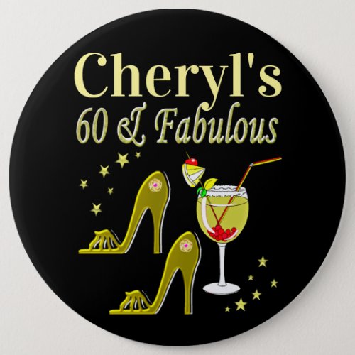 GLAMOROUS GOLD 60TH BIRTHDAY BUTTON