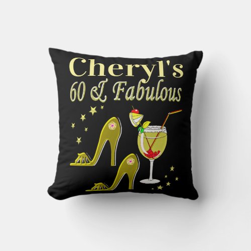 GLAMOROUS GOLD 60TH BIRTHDAY THROW PILLOW