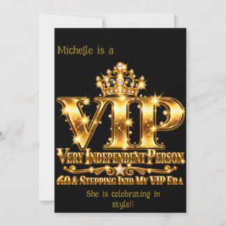 Glamorous Gold 60th Birthday VIP Era Glitter Invitation
