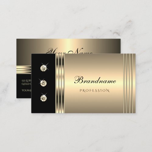 Glamorous Gold and Black with Faux Rhinestones Business Card