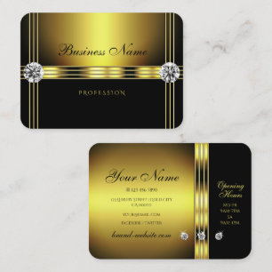 Glamorous Gold and Black with Shimmery Rhinestones Business Card