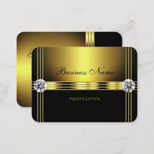 Glamorous Gold and Black with Shimmery Rhinestones Business Card