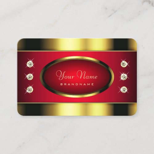 Glamorous Gold and Red with Faux Rhinestones Business Card
