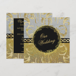 Glamorous Gold and Silver Wedding Invitation