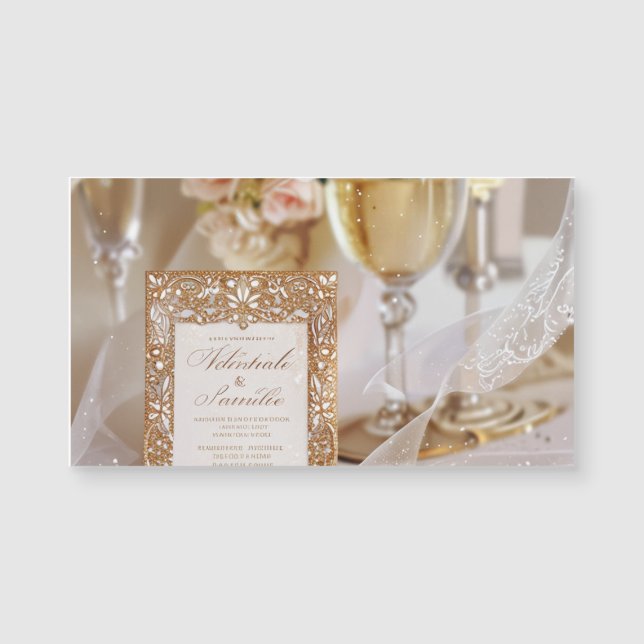 Glamorous Gold and White Wedding Invitation (Front)