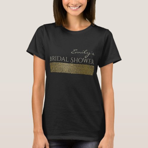 GLAMOROUS GOLD BACK MOSAIC BRIDAL SHOWER MONOGRAM T_Shirt