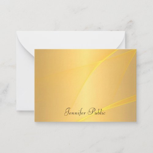 Glamorous Gold Background Handwritten Script Name Note Card
