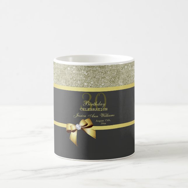 Glamorous Gold & Black Birthday   Coffee Mug (Center)