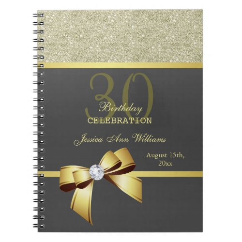 Glamorous Gold  Black Birthday   Notebook