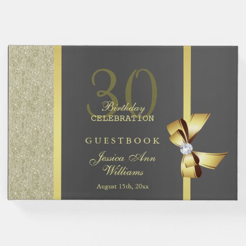 Glamorous Gold  Black Birthday Party  Guest Book